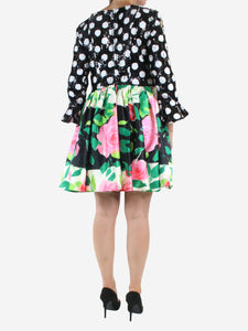 Richard Quinn Multicoloured sequin polka dot and floral mini dress - size UK 8