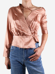 Michelle Mason Pink silk wrap top - size US 2