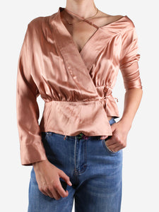 Michelle Mason Pink silk wrap top - size US 2