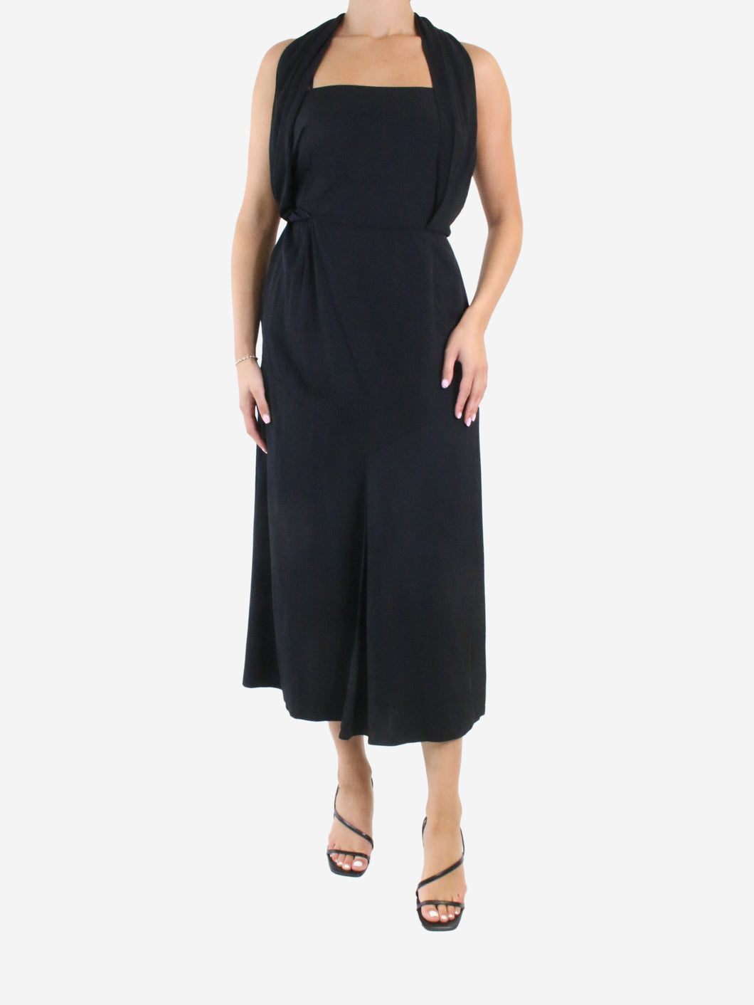 Black drapy twill midi dress - size IT 44 Dresses Prada 