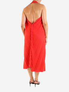 A.W.A.K.E Mode Red crepe pleated halterneck dress - size FR 38