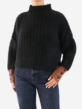 Load image into Gallery viewer, Black high-neck sleeve detail jumper - size M Knitwear Skiim 
