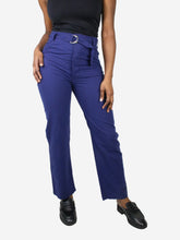 Load image into Gallery viewer, Blue high waisted straight leg trousers - size UK 10 Trousers Soeur 
