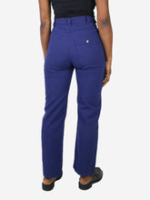 Load image into Gallery viewer, Blue high waisted straight leg trousers - size UK 10 Trousers Soeur 
