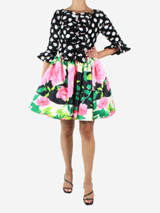 Richard Quinn Multicoloured sequin polka dot and floral mini dress - size UK 8