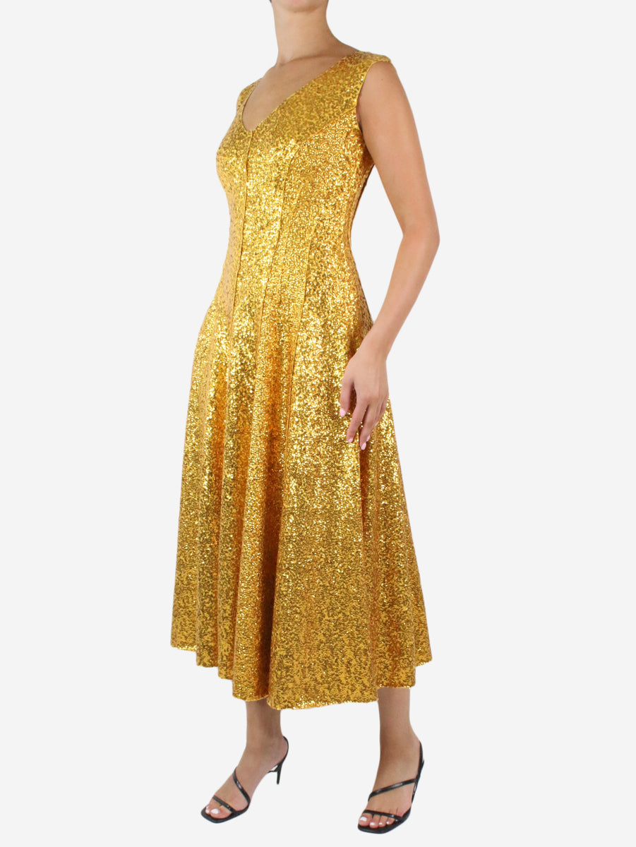 Norma Kamali pre-owned gold sleeveless sequin dress= | SOTT