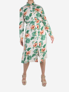 Amare Neutral floral button-up midi dress - size US 6