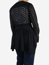 Load image into Gallery viewer, Black floral embroidered button-up top - size UK 6 Tops Alaia 
