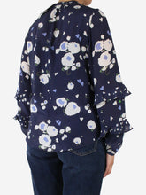 Load image into Gallery viewer, Blue floral V-neck blouse - size S Tops Lily &amp; Lionel 
