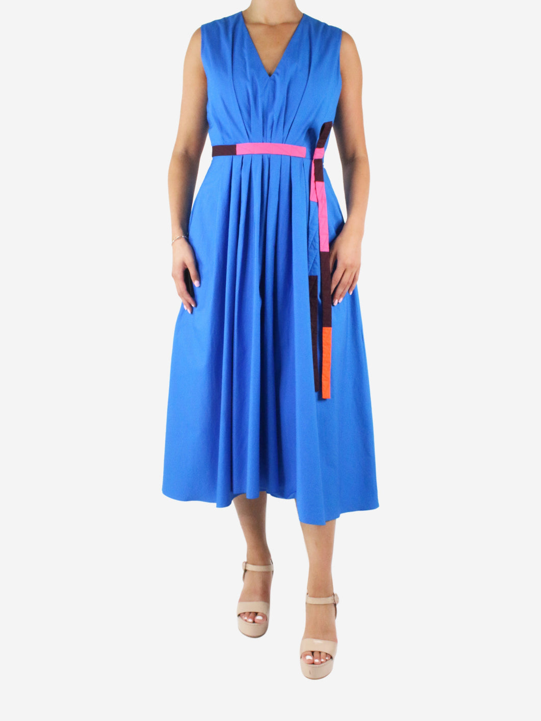 Blue alenya belted cotton-poplin dress - size UK 10 Dresses Roksanda 