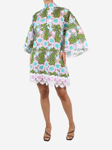Multicoloured floral embroidered dress - size UK 8 Dresses La Vie 