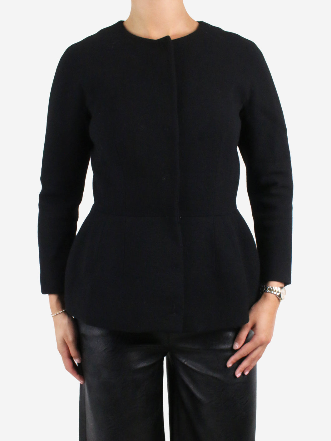 Black button-up peplum wool blazer - size M Coats & Jackets Giambattista Valli 