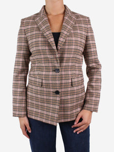 Maje Brown checked wool-blend blazer - size FR 38