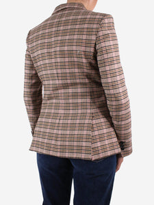 Maje Brown checked wool-blend blazer - size FR 38