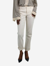 Load image into Gallery viewer, Cream high-waisted straight-cut trousers - size FR 36 Trousers Masscob 
