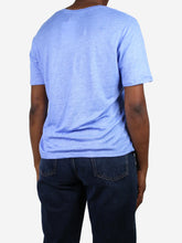 Load image into Gallery viewer, Blue V-neck t-shirt - size M Tops Divine Cashmere 
