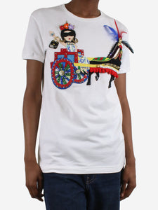 Dolce & Gabbana White embellished horse and carriage t-shirt  - size IT 38