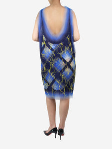 Louis Vuitton Blue sleeveless tulle dress with contrast threading - size FR 36