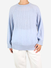 Load image into Gallery viewer, Blue ribbed cashmere jumper - size S Knitwear Soft Goat 
