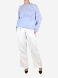 Soft Goat Blue ribbed cashmere jumper - size S