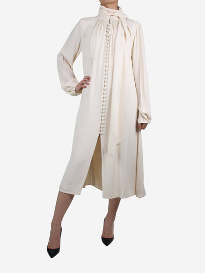 Cream long-sleeved buttoned dress - size FR 38 Dresses Cris Barros 