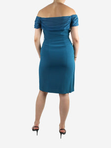 Alberta Ferretti Blue off-the-shoulder midi dress - size UK 10