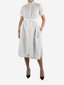 Lisa Marie Fernandez White button-up broderie anglaise midi dress - size L
