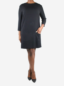 The Row Black round neckline pocket dress - size UK 14