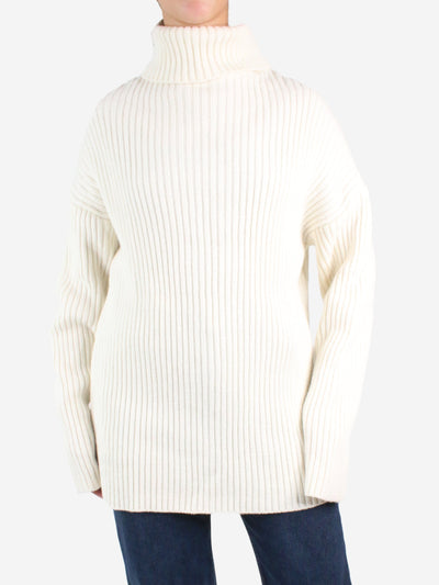 Cream roll neck ribbed knit jumper - size UK 10 Knitwear Marcela 