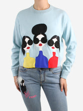 Load image into Gallery viewer, Blue embroidered boxy sweater - size S Knitwear Alice + Olivia 
