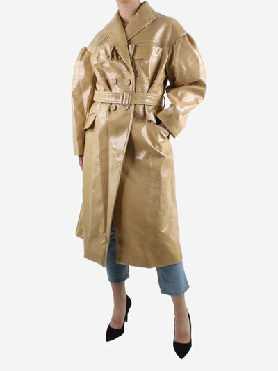 Beige patent double-breasted longline trench coat - size UK 12 Coats & Jackets Simone Rocha 