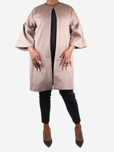 Load image into Gallery viewer, Brown flare sleeve single-button coat - size UK 12 Coats &amp; Jackets Erika Tanov 
