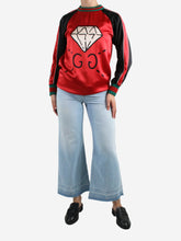 Load image into Gallery viewer, Red GG diamond long-sleeve silk top - size M Tops Gucci 
