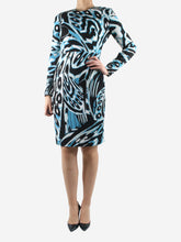 Load image into Gallery viewer, Blue printed long-sleeved dress - size Dresses Diane Von Furstenberg 
