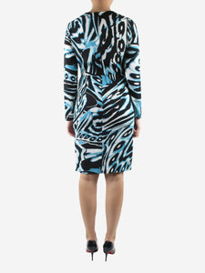 Diane Von Furstenberg Blue printed long-sleeved dress - size UK 8