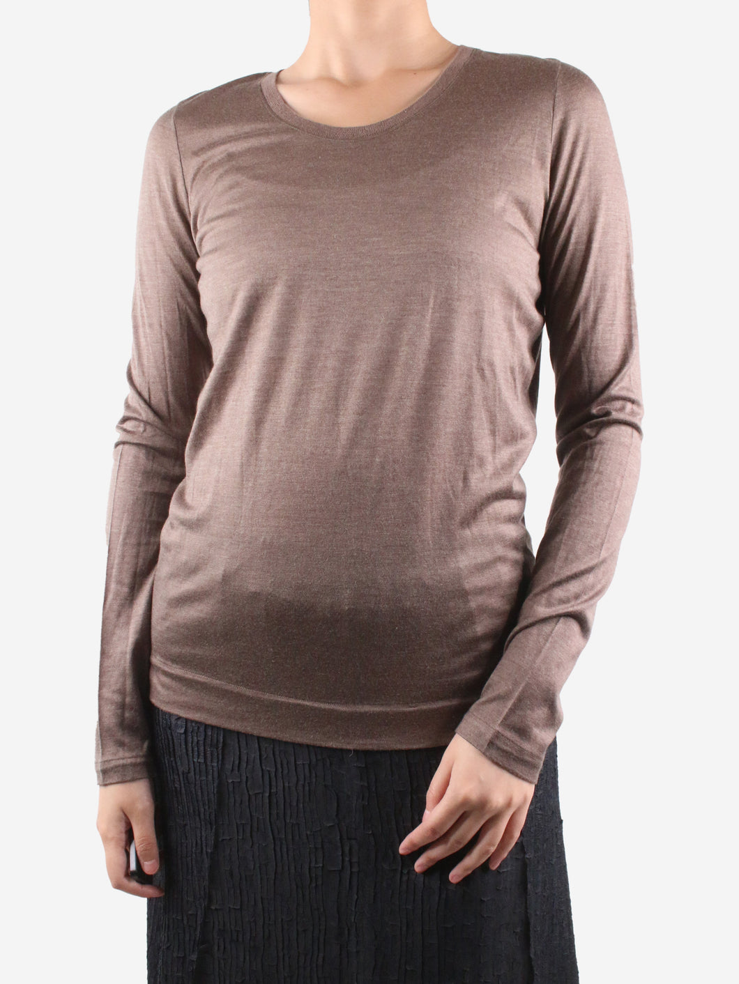 Brown long-sleeve cashmere-blend top - size IT 42 Tops Loro Piana 