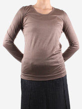Load image into Gallery viewer, Brown long-sleeve cashmere-blend top - size IT 42 Tops Loro Piana 
