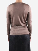 Load image into Gallery viewer, Brown long-sleeve cashmere-blend top - size IT 42 Tops Loro Piana 
