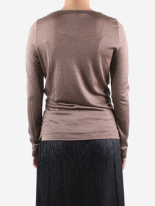 Loro Piana Brown long-sleeve cashmere-blend top - size IT 42
