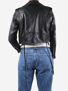 Saint Laurent Black leather jacket with zips - size UK 10