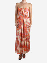 Load image into Gallery viewer, Orange strapless floral printed dress - size UK 10 Dresses Zimmermann 
