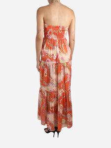 Zimmermann Orange strapless floral printed dress - size UK 10