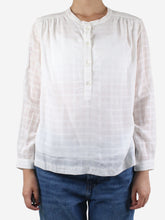 Load image into Gallery viewer, Soeur White tonal check blouse - size UK 8 Tops Soeur 
