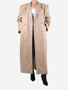 Magda Butrym Neutral leather double-breasted trench coat - size UK 8