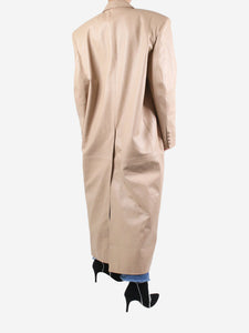 Magda Butrym Neutral leather double-breasted trench coat - size UK 8