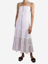 Load image into Gallery viewer, White pinstripe embroidered strap dress - size S Dresses ViX Paula Hermanny 

