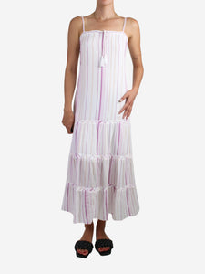 ViX Paula Hermanny White pinstripe embroidered strap dress - size S