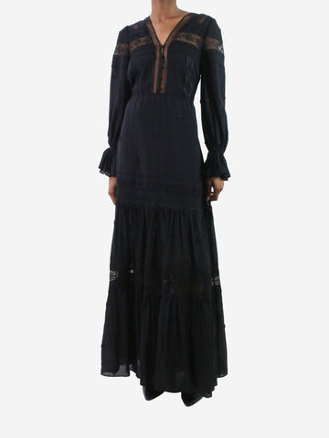 Black lace embroidered maxi dress - size UK 6 Dresses Self Portrait 