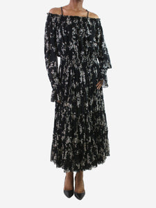 Norma Kamali Black long-sleeved three tier peasant dress with slip - size XS