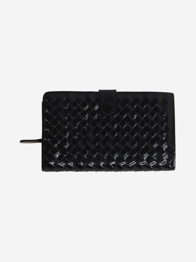 Black intrecciato patent leather purse Wallets, Purses & Small Leather Goods Bottega Veneta 
